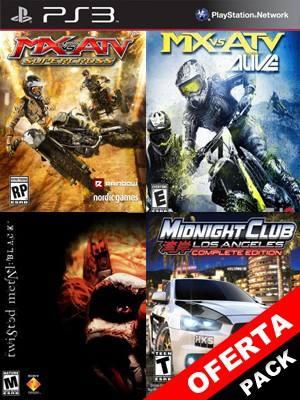 4 Juegos en 1 MX vs. ATV Supercross Mas MX vs ATV Alive Mas Twisted Metal Black Mas Midnight Club Los Angeles Complete Edition